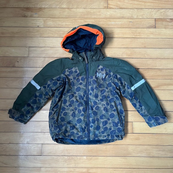 Helly Hansen Other - Helly Hansen Kids Hedgehog Print Hooded Size. 134/9 Jacket Green Navy